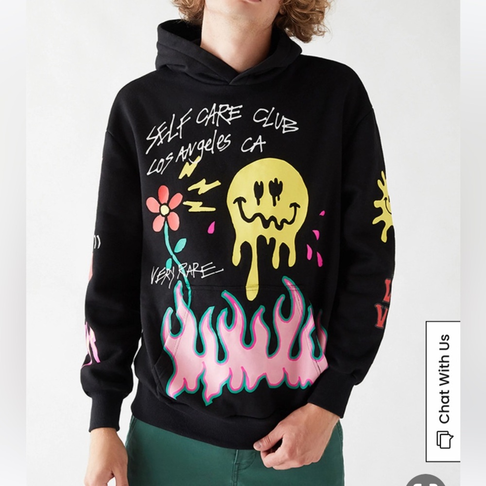 PacSun Very Rare Self Care Club Los Angeles Hoodie in Black